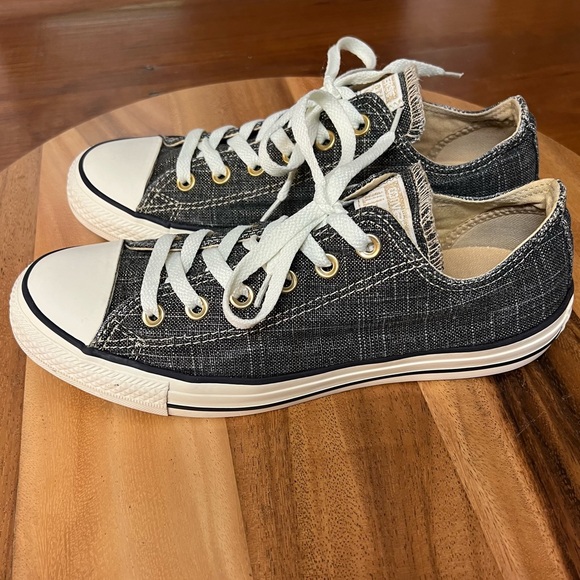 Converse Chuck Taylor All Star Ox sneakers black/grey/gold woven Women’s Size 9 - Picture 4 of 16